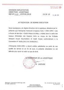 Attestation de bonne exécution Air Algerie