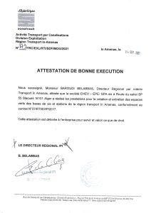 Attestation de bonne execution RTI In aménas